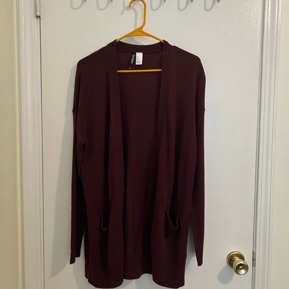 H&M Sweaters - H&M Open-Front Cardigan Sweater - Burgundy